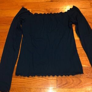 Teal long sleeve off the shoulder shirt